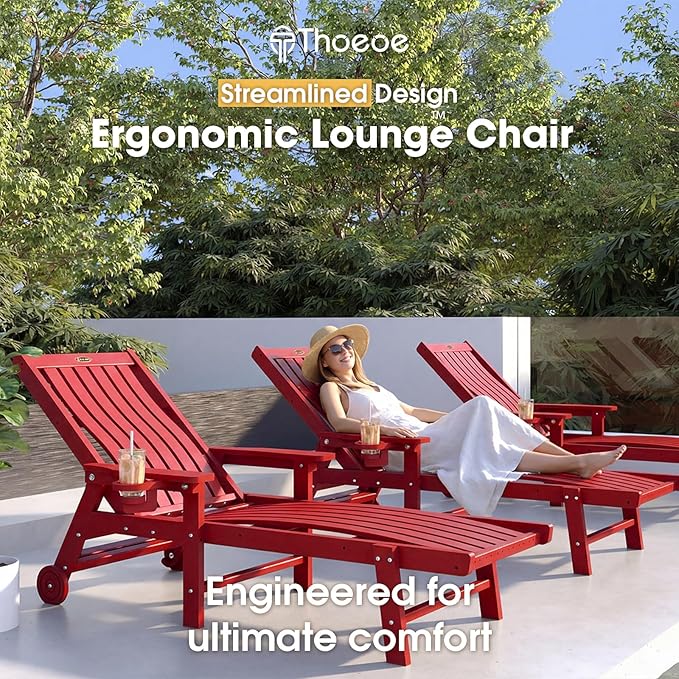 Patio Chaise Lounge Chair Set of 2, Oversized Lounge Chair Outdoor - Image 3