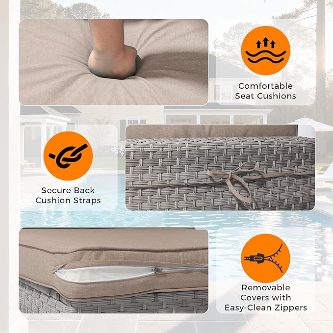 6-Seat Modular Patio Furniture Set – Outdoor Wicker Sectional Sofa - Image 6
