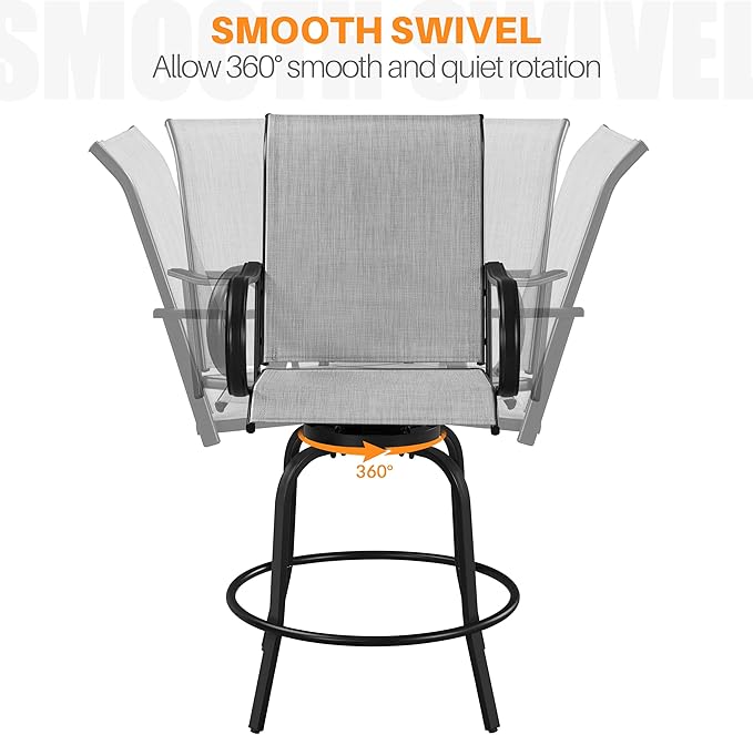 Yaheetech Patio Swivel Barstools Outdoor Chairs Set of 2, High Bistro Stools - Image 6