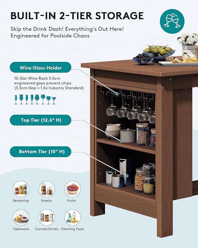 SERWALL 10-Piece HDPE Counter Height Dining Table Sets - Image 4