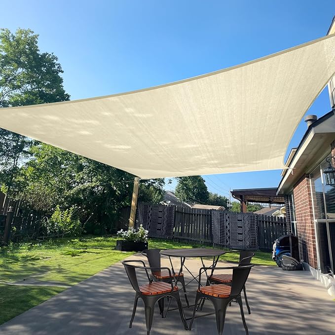 SUNLAX Sun Shade Sail 8' x 20' Butter Cream Rectangle Canopy Sail Shade Cover by SUNLAX