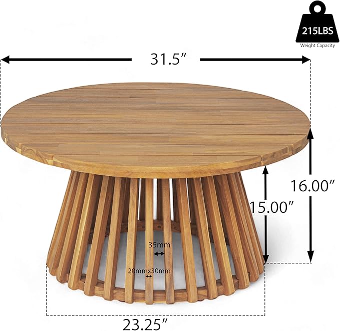 Merax Outdoor 4-Piece Acacia Wood Conversation Set - Image 6
