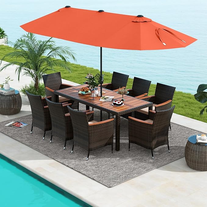 Tangkula 11 Pieces Rattan Outdoor Dining Set by TANGKULA