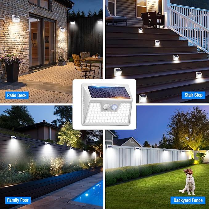 Peasur White Solar Lights Outdoor Waterproof, 8 Pack 140LED Bright Motion - Image 2