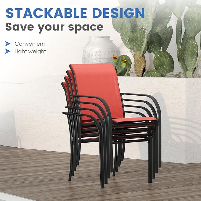 VICLLAX Patio Dining Set for 4, Outdoor Furniture Set Includes 1 Square Patio - Image 5