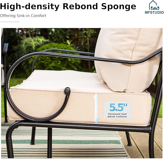 MFSTUDIO 7 Seats Large Metal Patio Conversation Sets, 6 Pieces Outdoor Patio - Image 3