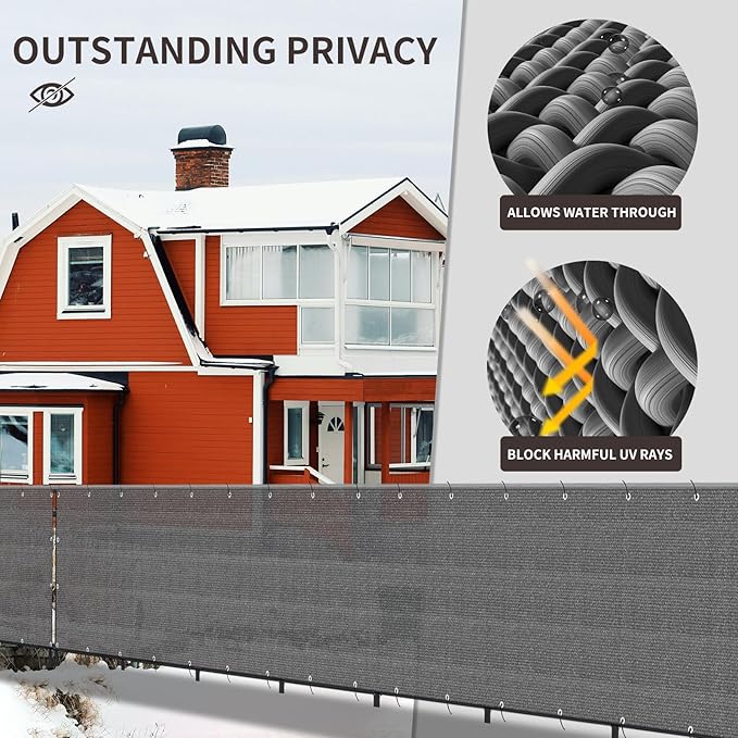 LOVE STORY Custom Size 3'x3' Dark Grey Balcony Privacy Screen, UV Block Privacy - Image 4