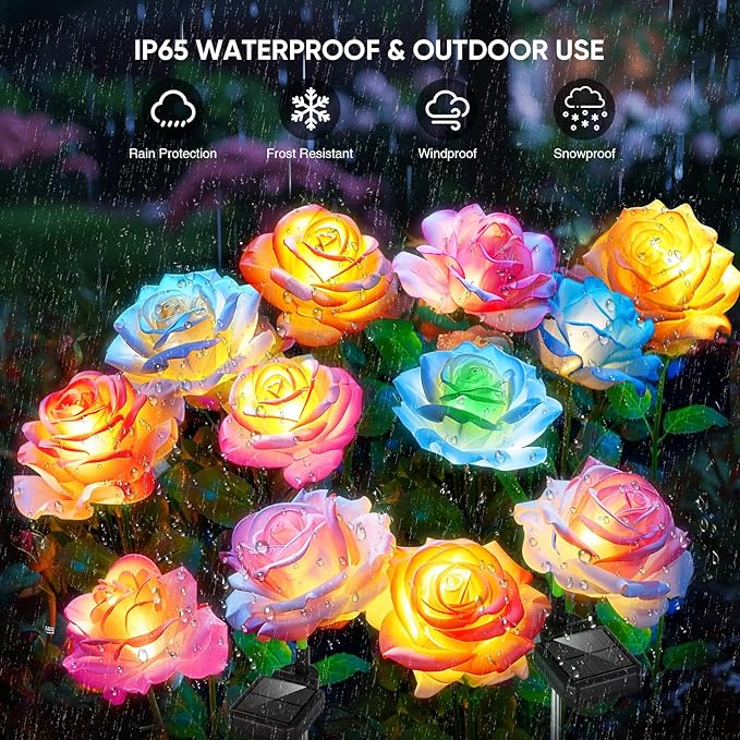 8 Pack Solar Flowers Lights Outdoor Waterproof - Image 2