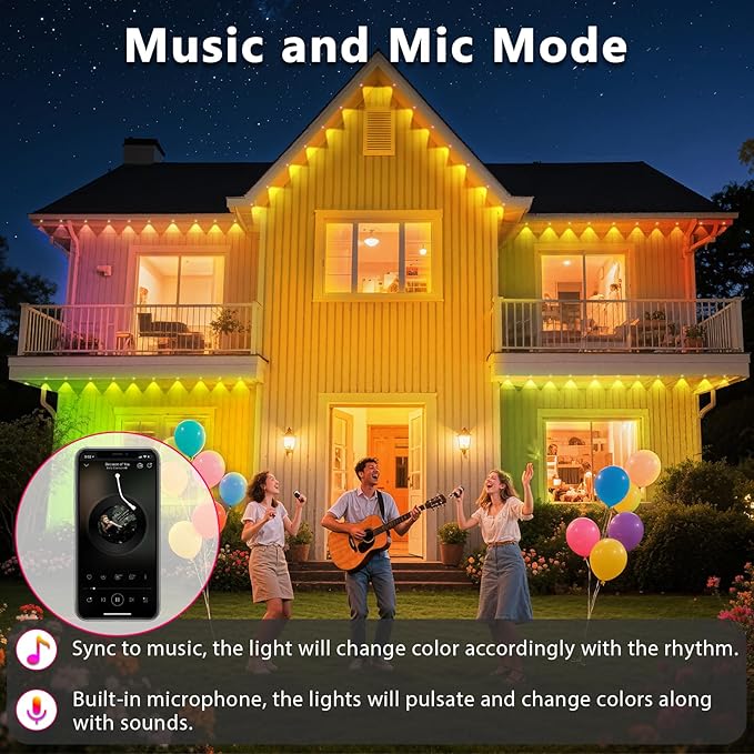 300FT Permanent Outdoor RGB Lights, IP67 Waterproof Smart Eave Lighting - Image 6