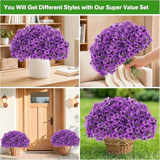 60 Pack Artificial Flowers for Outdoor Indoor Fake Plants, Faux Silk Flowers - Image 3