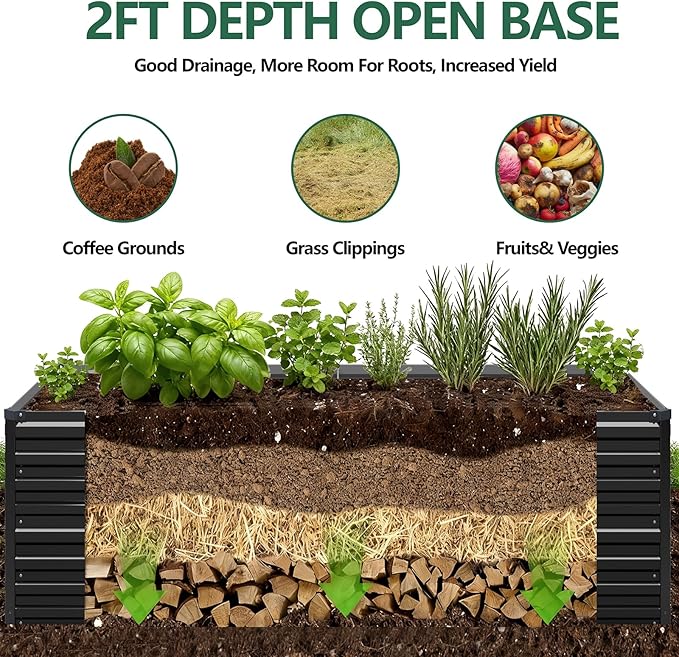 Vengarus 8x4x2FT Galvanized Raised Garden Bed Kit, Large Rectangle Elevated - Image 4