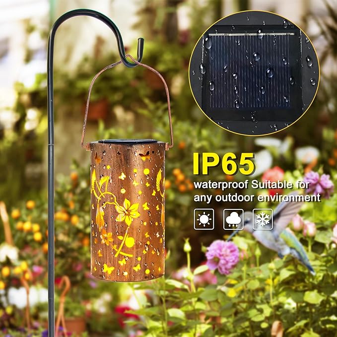 2 Pack Solar Lanterns Outdoor Waterproof Hummingbirds Birthday Gifts - Image 4