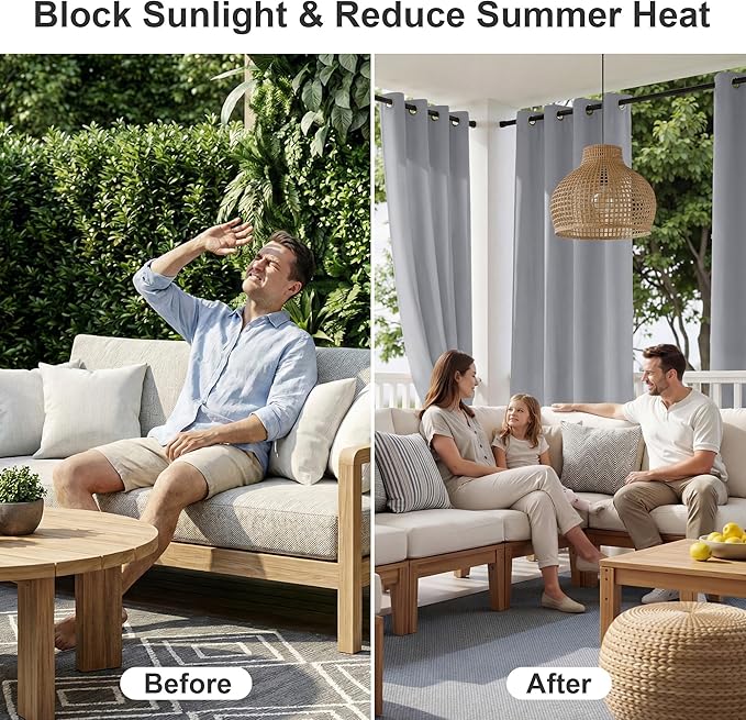 RYB HOME Outdoor Curtains Waterproof - Image 2