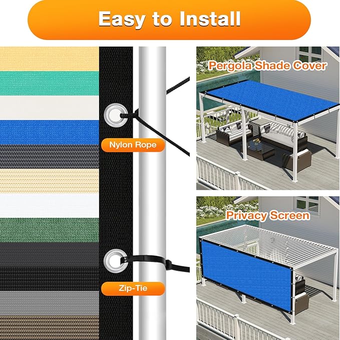 Artpuch Outdoor Pergola Shade Cover 6' X 9' Sun Shade Cloth - Image 5