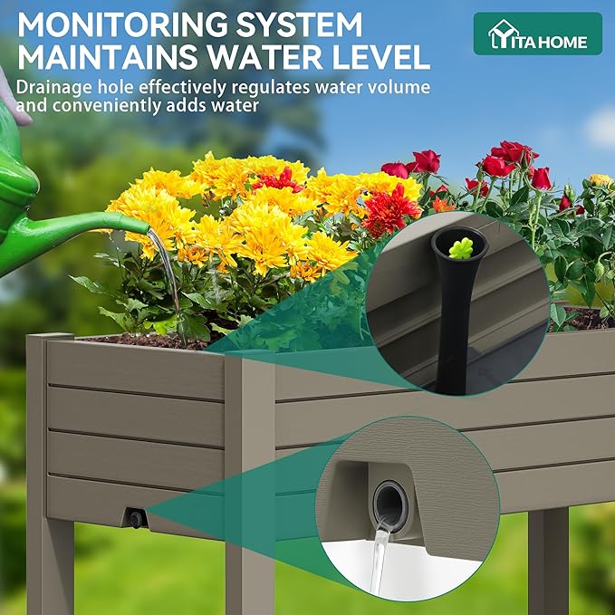 YITAHOME 43.3x17.7x34 in Elevated Garden Bed 2pcs, Outdoor Plastic Planter Box - Image 4