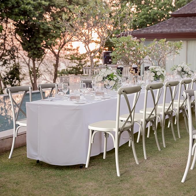 VINGLI Plastic Outdoor Dining Chairs Set of 6, Stackable Patio Cream White - Image 2