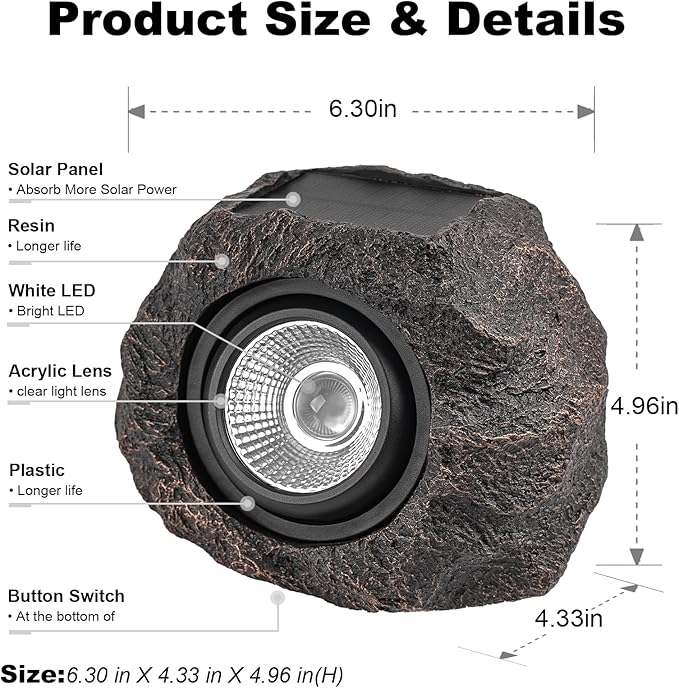 Solar Rock Lights Outdoor Garden Waterproof - Image 8