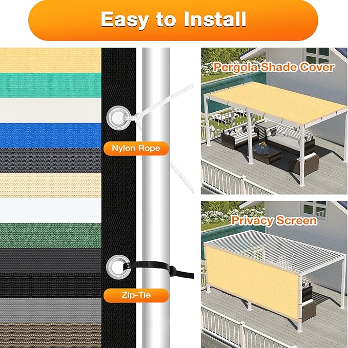 Artpuch Outdoor Pergola Shade Cover 10x16 FT Sun Shade Cloth - Image 5
