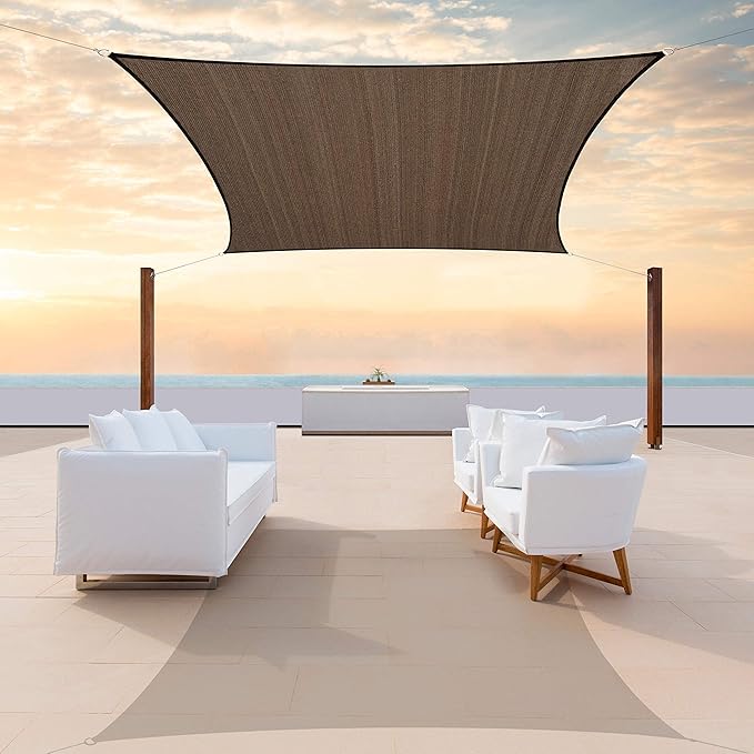 ColourTree TAPR1616 Custom Size 11' x 21' Brown Sun Shade Sail Canopy UV Block by ColourTree