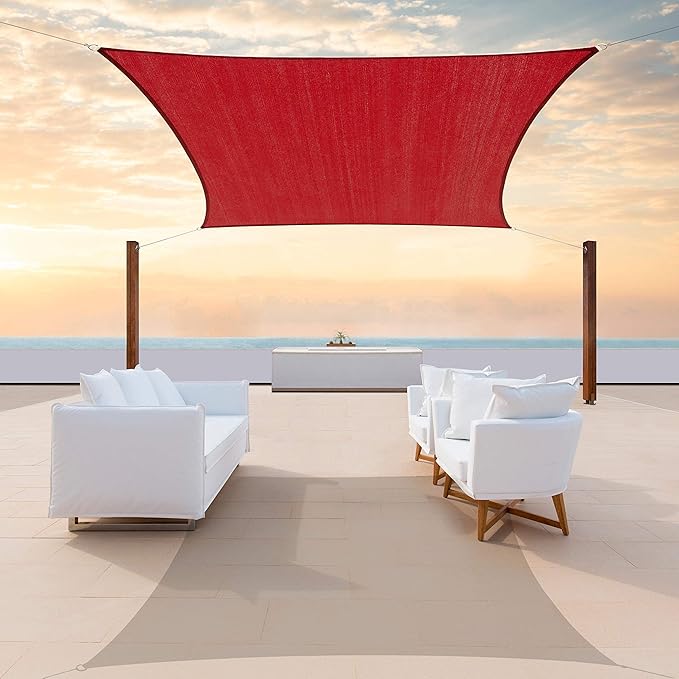 ColourTree TAPR1616 Custom Size 17' x 22' Red Sun Shade Sail Canopy UV Block by ColourTree