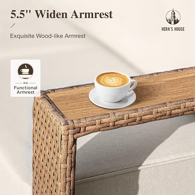 HERA'S HOUSE 8 Pieces Patio Furniture Set, 6 Sectional Outdoor Rattan Wicker - Image 6