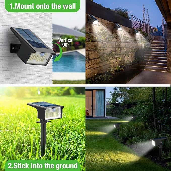nipify Solar Spot Lights Outdoor, 3 Pack/62 LED Solar Motion Sensor Lights - Image 3
