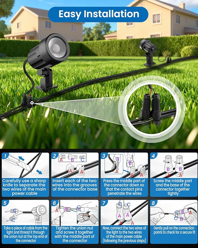 ZZXX 8 Pack Low Voltage Landscape Lights - Image 6