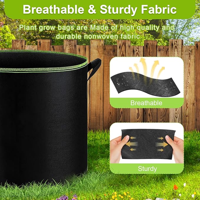 6-Pack 7 Gallon Grow Bags - 300G Heavy Duty Aeration Fabric Pots - Image 5