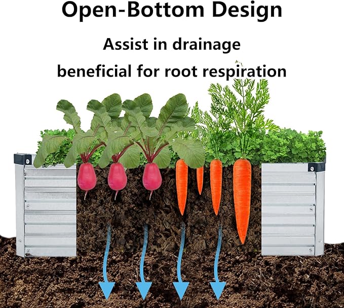 2 Pack 8x2x1FT Galvanized Raised Garden Beds Kit Outdoor Metal Gardening - Image 4