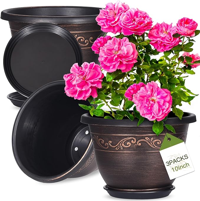 Plastic-Plant-Flower-Planters-10 Inch by Pottiffe