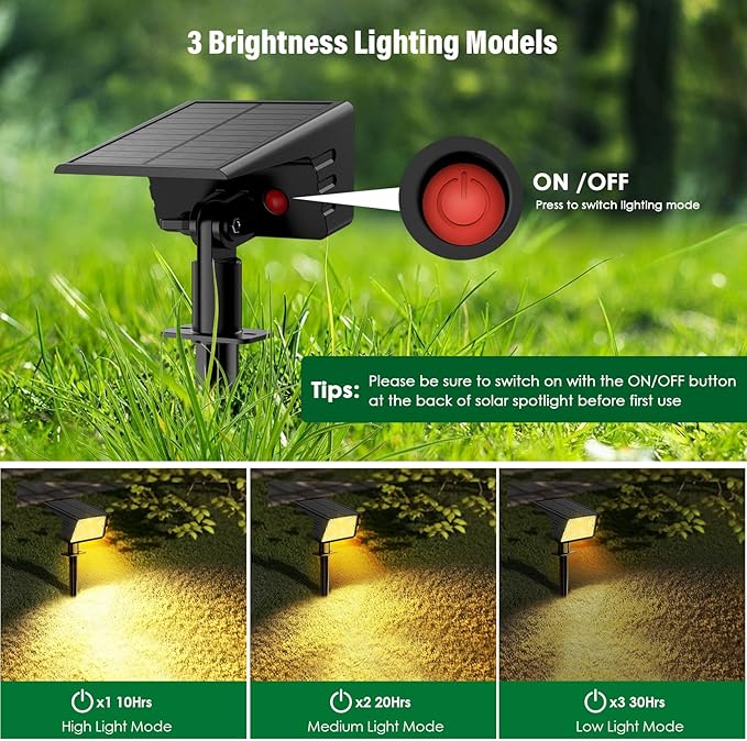 Solar Spot Lights Outdoor with 60 LED & Auto On/Off, 6 Pack Solar Lights - Image 3