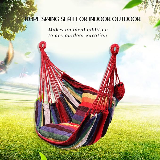 Hommtina Hammock Chair Hanging Rope Swing, Max 300 Lbs Hanging Chair - Image 3