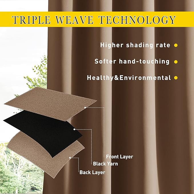 NICETOWN 2 Panels Blackout Patio Waterproof Outdoor Curtains, Thermal Insulated - Image 4