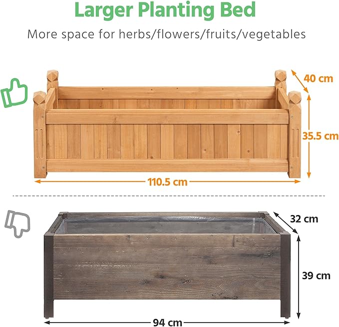 Yaheetech 43.5″ L×16″ W×14″ H Wooden Raised Garden Bed, Horticulture Wood - Image 6