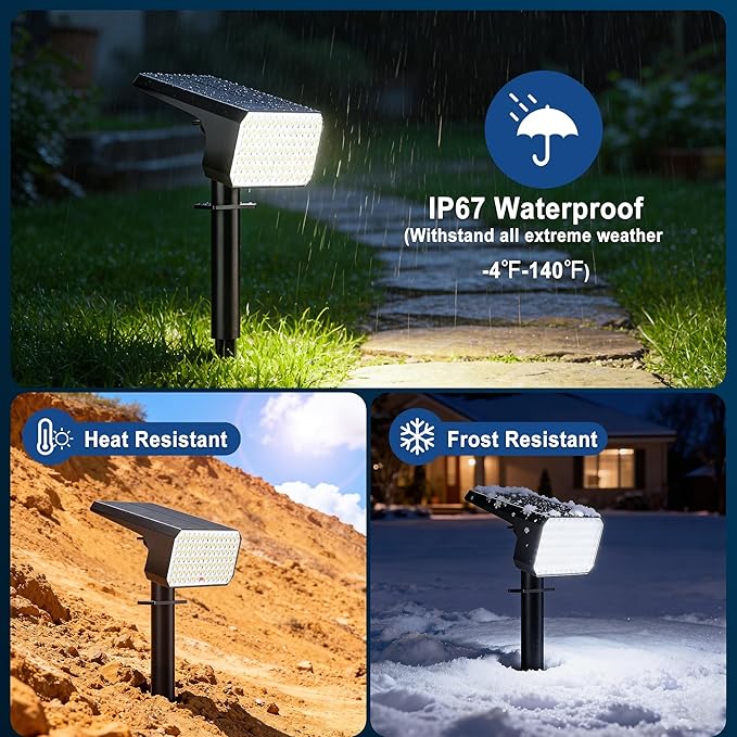 LANSOW 12 Pack Solar Spot Lights Outdoor Waterproof IP67, Solar Landscape - Image 4