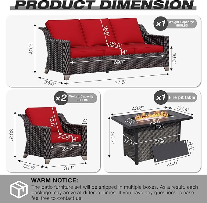 Joyside Wicker Patio Furniture Sets, 4 Pieces Upgraded Large Size Outdoor - Image 2