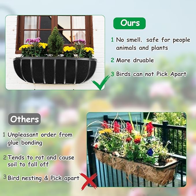 3PCS 30 Inch Planter Basket Liners Fabric Window Box Liners Felt Trough Planter - Image 4