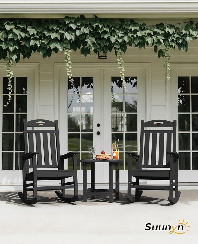 Oversized Outdoor Rocking Chair, High Back Porch Rocker Chair, HDPE All Weather - Image 2