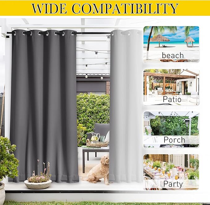 NICETOWN 2 Panels Outdoor Curtains - Image 6