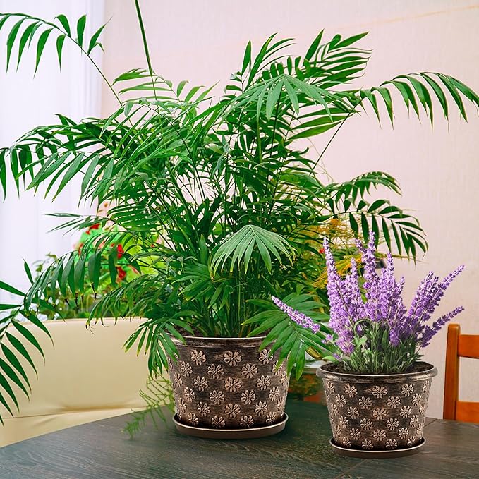 8 Inch Planter Pots for Plants, Plastic Flower Pots Indoor Outdoor, 5 Pack - Image 4