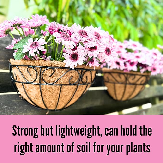 LaLaGreen Wall Hanging Planters, 6 Pack, 12 Inch Balcony Flower Baskets - Image 7