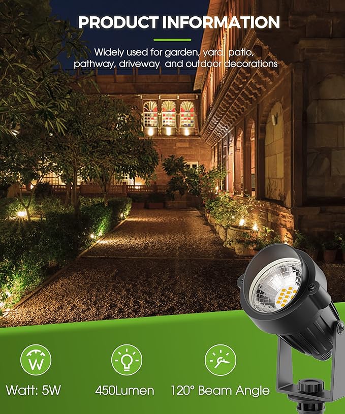 L LOHAS LED Outdoor Landscape Lighting, Auto On/Off 3000K Low Voltage Landscape - Image 9