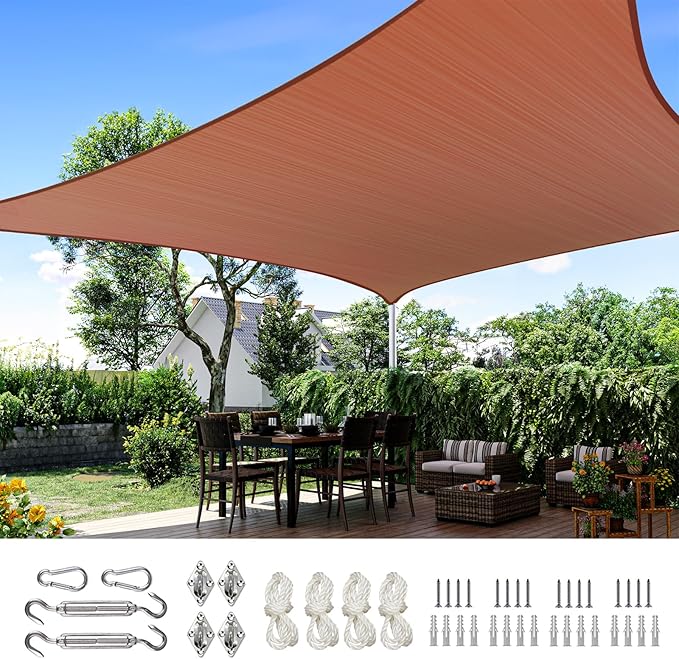 Quictent 24X24FT Large Overzied 185G HDPE Square Sun Shade Sail Canopy 98% UV by QUICTENT