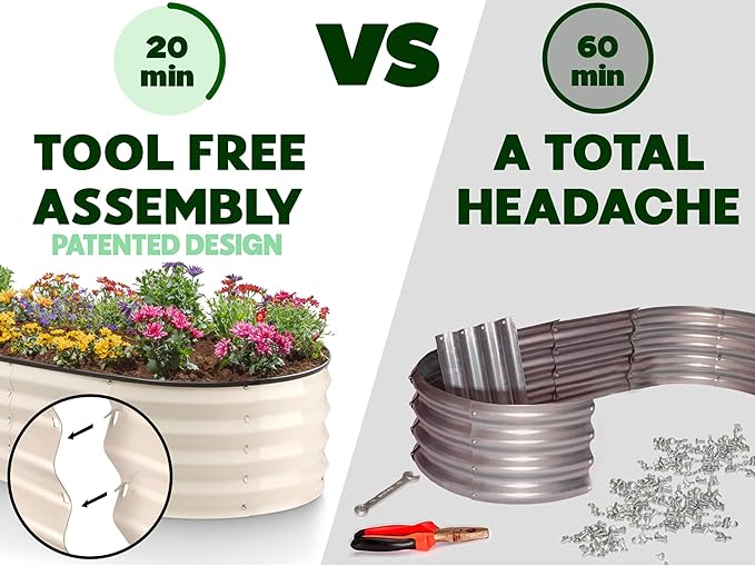 Plant & Plot Galvanized Raised Garden Beds Outdoor // 4×2×1 ft Planter Raised - Image 2