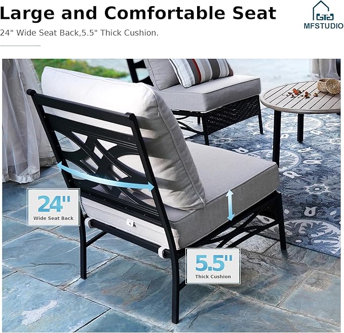 MFSTUDIO Patio Furniture Set, 10 Seats Half-Moon Curved Outdoor Sectional Sofa - Image 4