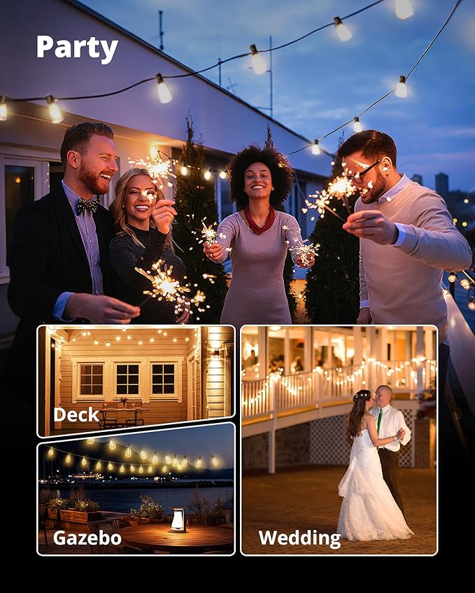 VIPAR Outdoor String Lights 60FT LED Patio Lights LED Waterproof - Image 7