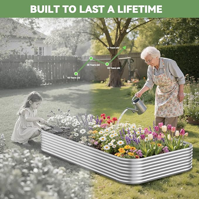 4 Pack 6x3FT Raised Beds for Gardening, Corrugated Galvanized Steel Raised - Image 7