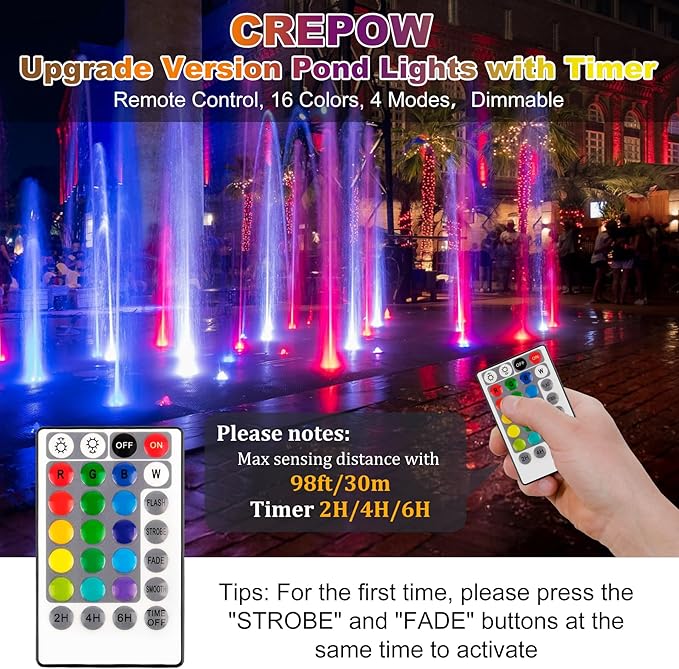 RGB Pond Lights with Timer, LED Underwater Submersible Colorful Landscape - Image 3