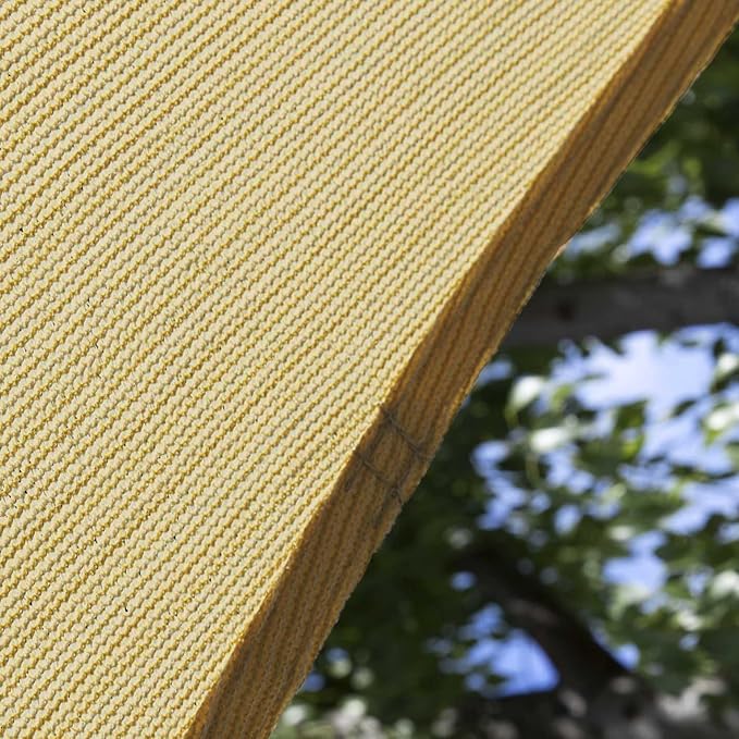 Amgo Custom Size 9' x 10' x 13.5' Sand Beige Right Triangle Sun Shade Sail - Image 8