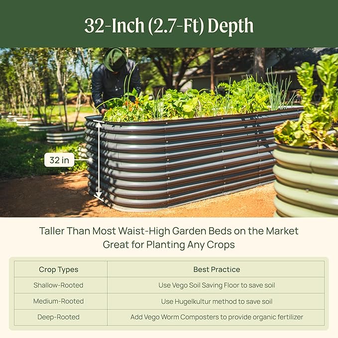 32" Extra Tall Raised Garden Bed Kits, 2.5 x 9.5 x 2.7ft Deep Root 10 in 1 - Image 5